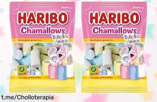 Deliciosas espumas dulces Haribo Chamallows en pack de 2 a precio bajísimo que no puedes dejar pasar, siente la alegría con cada bocado ¡date prisa, vuela antes que se acaben!