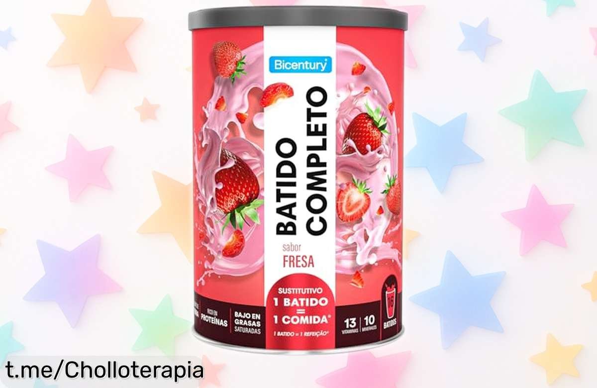 Delicioso batido sustitutivo Bicentury sabor fresa, pack de 16 raciones a precio rebajado. ¡Un super chollo que cuida tu digestión y te llena de energía! No pierdas tiempo, cógete el tuyo antes que se agoten.