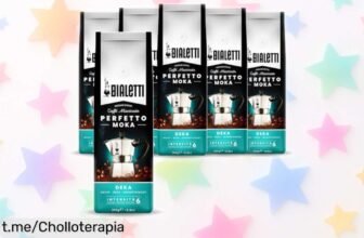 Descubre el fantástico café molido Bialetti Perfetto Moka Deka, sabor intenso y sin cafeína: ¡rebajado a un precio loco! No dejes pasar este super chollo, disfruta cada sorbo antes que se agote.