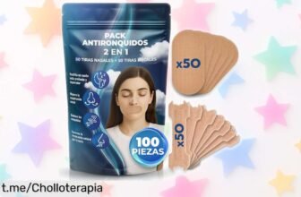 Descubre el pack de 50+50 tiras nasales y bucales antironquidos para respirar mejor y dormir sin ronquidos. ¡No te pierdas este súper chollo con un descuento brutal! Mejora tu aire, potencia tu energía y actúa ahora, que las unidades son limitadas. ¡Hazte con él antes que se agote!