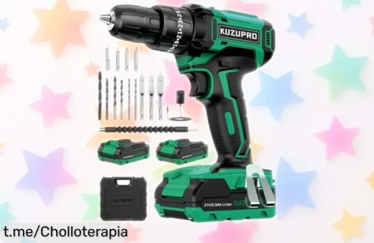 Descubre el taladro percutor KUZUPRO 21V con batería doble y luz LED a un precio de locura, ¡oferta limitada que hará tus proyectos más fáciles y emocionantes!