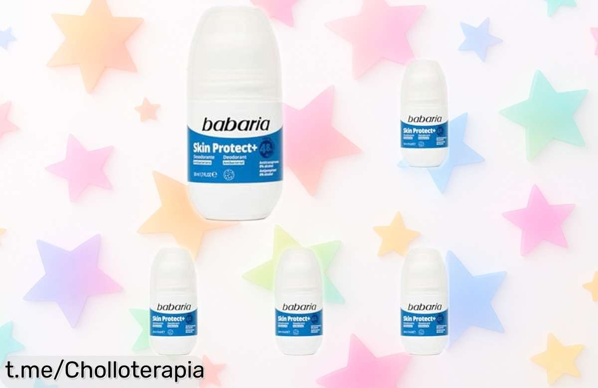 Desodorante rollon Babaria Skin Protect+ sin alcohol en pack de 5 a precio rebajado, frescor imbatible y protección 48h. ¡Atrévete al chollo y vive tranquilo todo el día!