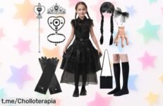 Disfraz corto negro de miércoles para niños 3-10 años con caída de precio brutal, un super chollo perfecto para Halloween y Carnaval que vuela rápido ¡Consíguelo ya antes que desaparezca!