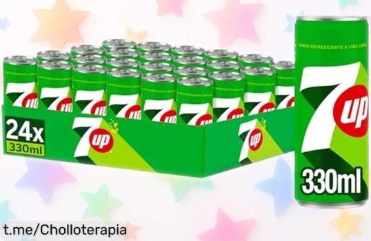 Disfruta de 24 latas de refrescante 7 UP original a un precio rebajado, ¡corre antes que se acabe esta oportunidad única para alegrar tus días!