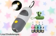 Dispensador de bolsas con luz LED para mascotas y bolsas biodegradables diseñado para paseos sin sorpresas, rebajado a precio muy bajo por tiempo limitado, ¡un ofertón que vuela rápido! Corre que se acaba esta ganga imprescindible