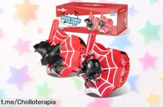 Divertida pareja de walkie talkies Fygurso con diseño murciélago araña, ideales para aventuras al aire libre. Comunicación clara hasta 1000m y material resistente, ¡ahora a precio rebajado! No te lo pierdas, compra ya antes de que vuelen.