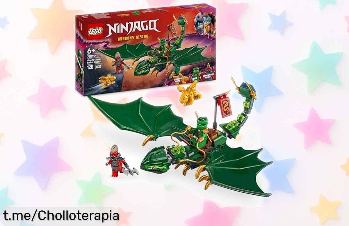 Dragón ninja LEGO Ninjago verde super articulado con bebé dorado que te hará volar la imaginación, precio rebajado por tiempo limitado para las batallas más rápidas y divertidas ¡hazte con este juegazo ya antes de que desaparezca!