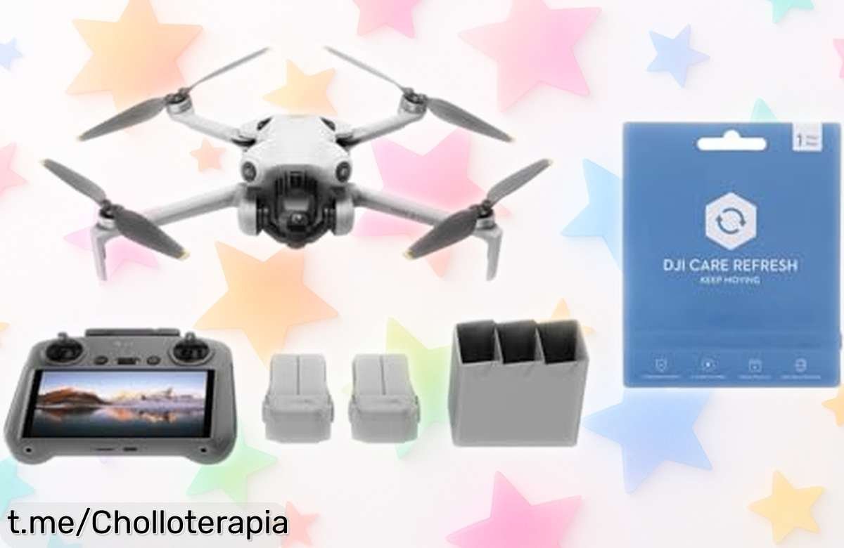 Dron mini plegable DJI Mini 4 Pro Fly More Combo con cámara 4K y mando RC 2 a precio rebajado incluye dos baterías extra y vuelo sin papeleo corre que vuelan pocos no dejes escapar este super chollo.