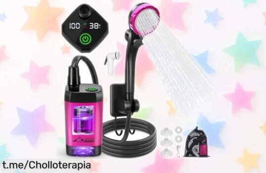 Ducha eléctrica portátil Wadeo con batería de larga duración y doble pantalla digital para 4 modos de chorro a precio rebajado ¡Date prisa que este super chollo solo dura un tiempo limitado!