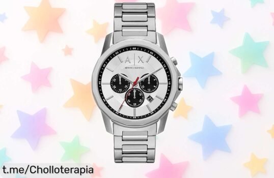 Elegante reloj Armani Exchange para hombre con cronógrafo y correa de acero inoxidable rebajado a un precio muy bajo, oferta limitada que vuela: pocas unidades disponibles, no esperes más y aprovecha este súper chollo antes que se agote