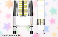 Escalera telescópica de acero inoxidable 4,4m con patas antideslizantes a un precio loco; aprovecha este ofertón limitado y dale el soporte que necesitas en tus proyectos. ¡Cómprala ahora!