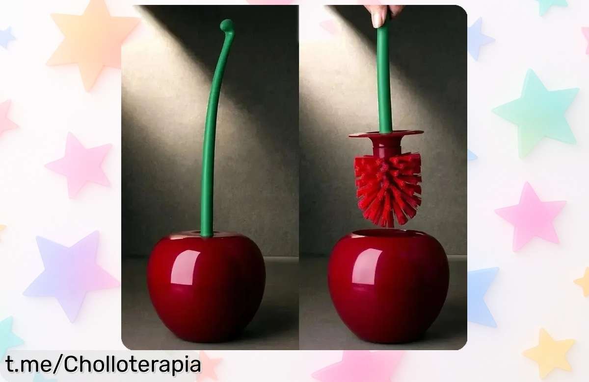Escobilla de baño con forma de cereza, diseño único y divertido por un precio rebajado que no vas a querer dejar escapar ¡Corre que vuelan!