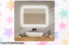 Espejo de baño con luz LED EMKE 90x70 cm: antiempañante, regulable y con precio rebajadísimo que vuela en tiempo récord ¡date prisa o lo pierdes!