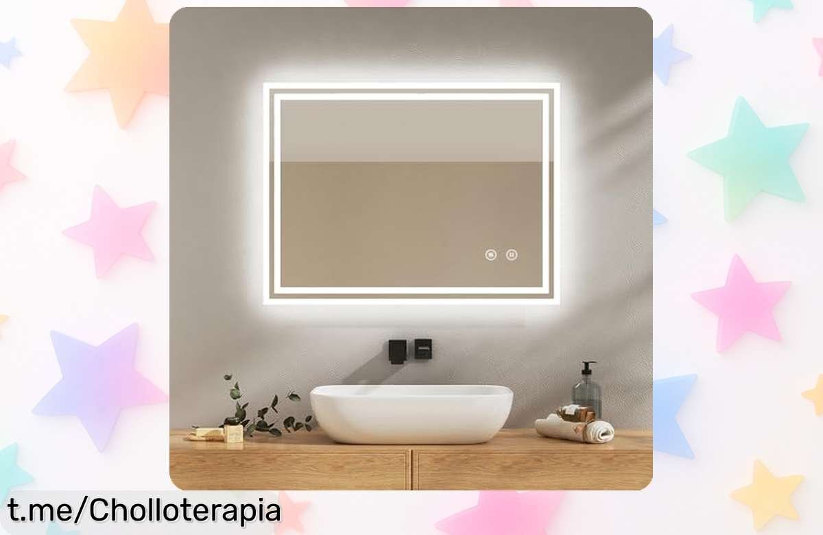 Espejo de baño con luz LED EMKE 90×70 cm: antiempañante, regulable y con precio rebajadísimo que vuela en tiempo récord ¡date prisa o lo pierdes!