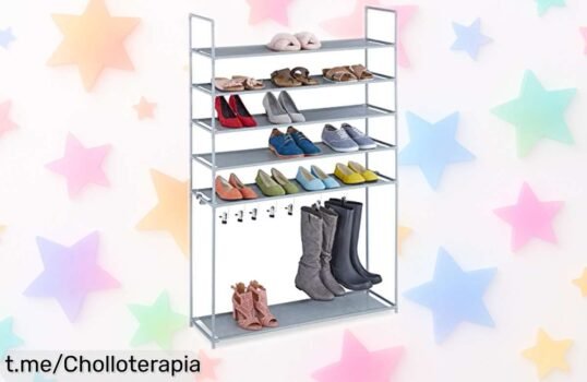Estantería para zapatos Relaxdays con 6 baldas y ganchos súper resistente de acero precio rebajado oferta limitada imperdible guarda hasta 20 pares ordenados fácil y rápido ¡no lo dejes escapar!