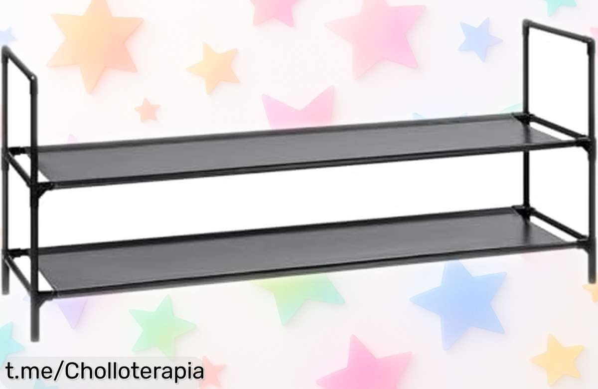 Estantería zapatero TLoVendo de 2 alturas, súper fuerte para 8 pares: aprovecha este super chollo y dale una nueva vida a tu entrada antes de que se acabe.