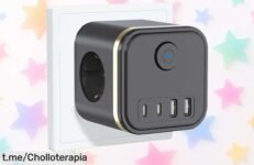 Extensor de enchufe de pared con 3 salidas y 2 puertos USB tipo C en oferta brutal, ideal para cargar todo sin líos. ¡No te quedes sin el tuyo antes de que se agote esta oportunidad extraordinaria!