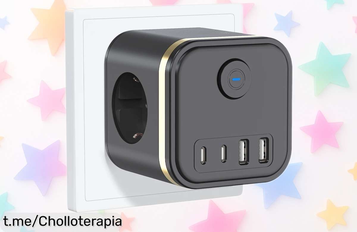 Extensor de enchufe de pared con 3 salidas y 2 puertos USB tipo C en oferta brutal, ideal para cargar todo sin líos. ¡No te quedes sin el tuyo antes de que se agote esta oportunidad extraordinaria!