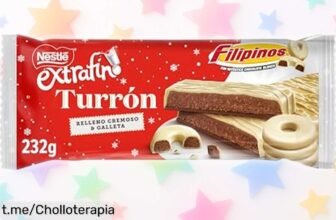 Extrafino turrón de chocolate blanco Nestlé con relleno crujiente Filipinos, ¡aprovéchate de este super chollo delicioso y haz que tus Navidades sean inolvidables!