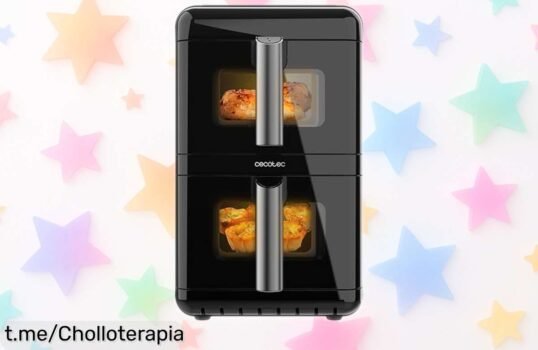 Freidora de aire Cecofry DuoLevel 12L con doble cubeta para cocinar 4 platos juntos sin líos, rápida y fácil, ahora a un precio rebajado que no creerás ¡Consigue ya este super chollo antes de que desaparezca!