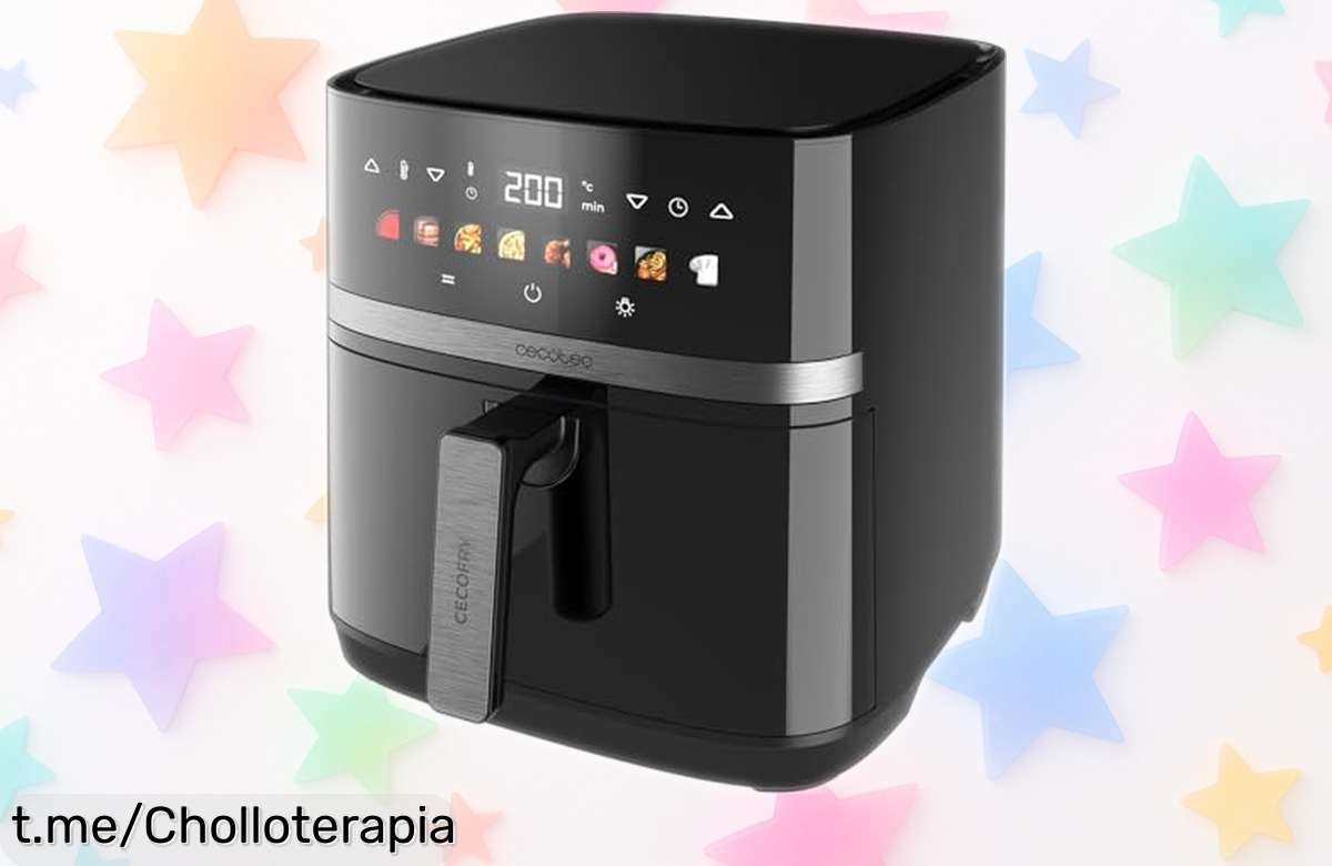 Freidora de aire Cecotec 8L con doble grill y potencia brutal para un dorado perfecto, sabor parrilla que flipas ¡precio rebajado sin igual! No esperes más porque vuelan las unidades, cocina sano y exprés ya mismo