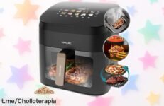 Freidora de aire Cecotec Smokin’ 8500 con grill y ahumador integrado precio rebajado para cocinar pizzas y carnes al estilo profesional ¡chollazo solo por poco tiempo, últimas unidades!