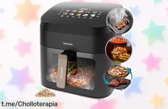 Freidora de aire Cecotec Smokin’ 8500 con grill y ahumador integrado precio rebajado para cocinar pizzas y carnes al estilo profesional ¡chollazo solo por poco tiempo, últimas unidades!