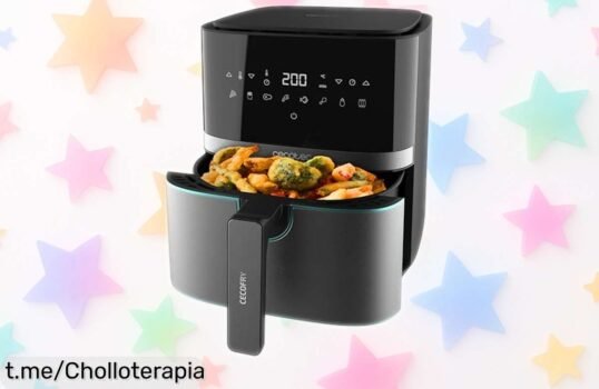 Freidora sin aceite Cecotec Cecofry Full InoxBlack 5500 Pro rebajada para cocinar rápido y sano como un chef en casa con 5,5 L de capacidad y panel táctil; top oferta que no puedes faltar, date prisa antes de que suba el precio otra vez