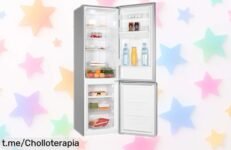 Frigorífico combi Exquisit® 251L acero inoxidable con nofrost y dispensador de agua diseño compacto súper organizado a precio rebajado ¡no te pierdas este super chollo que vuela ya!