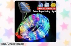 Guirnaldas de luces solares para jardín con tubo impermeable – un súper chollazo que hace brillar tus noches festivas y ya tiene precio rebajado, ¡corre que vuelan!