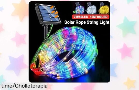 Guirnaldas de luces solares para jardín con tubo impermeable – un súper chollazo que hace brillar tus noches festivas y ya tiene precio rebajado, ¡corre que vuelan!