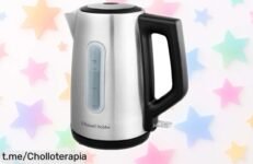 Hervidor eléctrico Russell Hobbs 1,7 l con luz azul y boquilla antigoteo a precio rebajado super chollo para que disfrutes tu café o té ya sin esperas ¡pocas unidades disponibles!