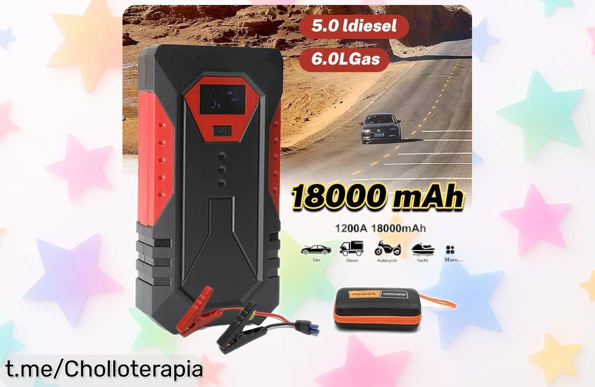 Impresionante arrancador de batería 1200A y banco de energía 18000mAh: ¡Descuento brutal por tiempo limitado! Aprovecha este super chollo antes que se agoten las unidades, no te quedes sin el tuyo.