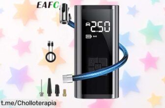 Impresionante bomba de aire portátil para coche, moto y bici con luz LED a un precio rebajado ¡Ideal para inflar ruedas y pelotas en segundos! No te quedes sin ella, esta oferta limitada se va volando. ¡Aprovecha este super chollo ahora mismo antes de que sea tarde!