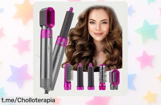 Impresionante cepillo de aire caliente 5 en 1 con tecnología iónica que transforma tu pelo mientras lo secas y peinas, ahora a precio loco. ¡Aprovecha el ofertón por tiempo limitado, incluye todo lo que necesitas: secador, alisador y más! Usa tu cupón ya antes de quedarte sin él.