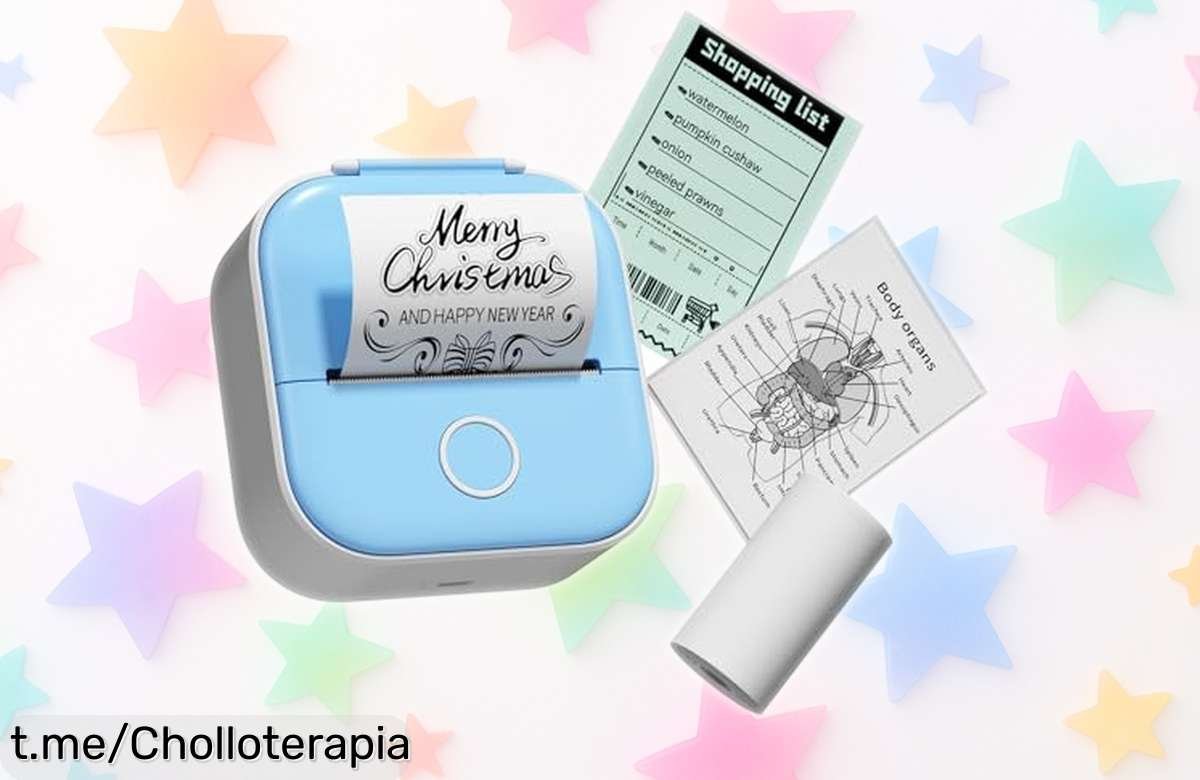 Impresora térmica de pegatinas Colorwing T02 con Bluetooth y sin tinta calidad genial para los peques con precio rebajado que vuela ¡no la dejes escapar!