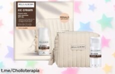 Increíble CC cream Bella Aurora anti-manchas SPF 50+ con neceser de regalo, ¡precio rebajado para que tu piel brille! No te pierdas este super chollo y unifica tu tono ya.