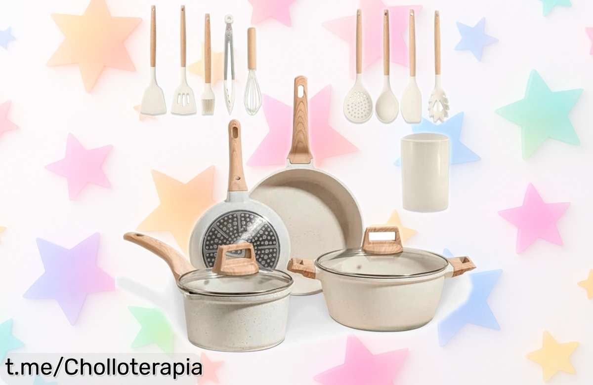 Increíble juego de cocina antiadherente JUPPLIES para inducción a precio rebajado, ¡aprovecha este ofertón y dale sabor a tus comidas ya!