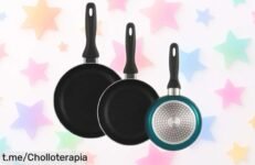 Juego de 3 sartenes Wellhome antiadherentes resistentes al calor ahora con precio rebajado increíble que no puedes dejar escapar ¿Vuelan las unidades!