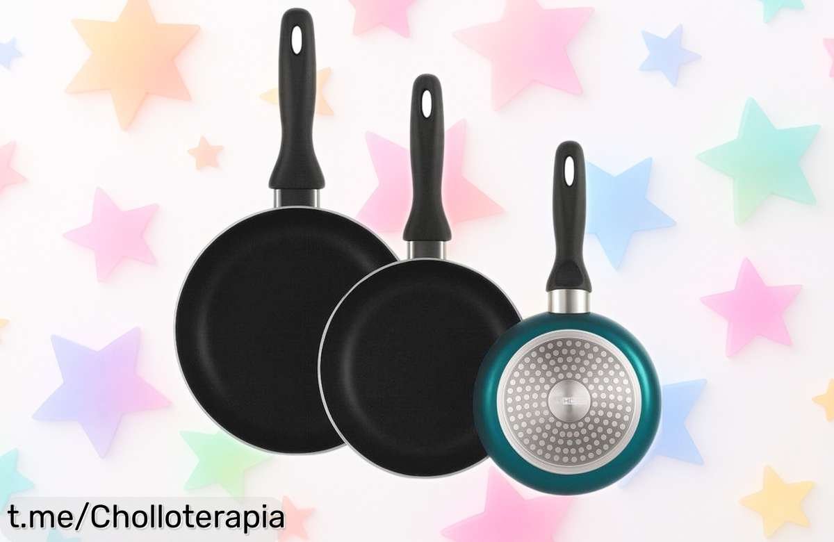 Juego de 3 sartenes Wellhome antiadherentes resistentes al calor ahora con precio rebajado increíble que no puedes dejar escapar ¿Vuelan las unidades!