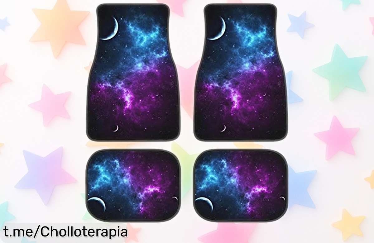 Juego de 4 alfombrillas galaxia moradas y azules para coche con agarre antideslizante, rebajadas solo por poco tiempo, dale a tu auto un toque único antes que se termine este super ofertón ¡ve ya por las tuyas!