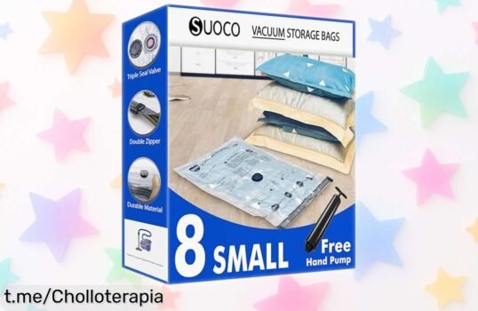 Juego de 8 bolsas al vacío Suoco con bomba manual, súper resistentes y reutilizables para ropa y edredones, espacio a tope ahorrado – oferta rebajada que vuela ¡no dejes pasar esta ganga única!