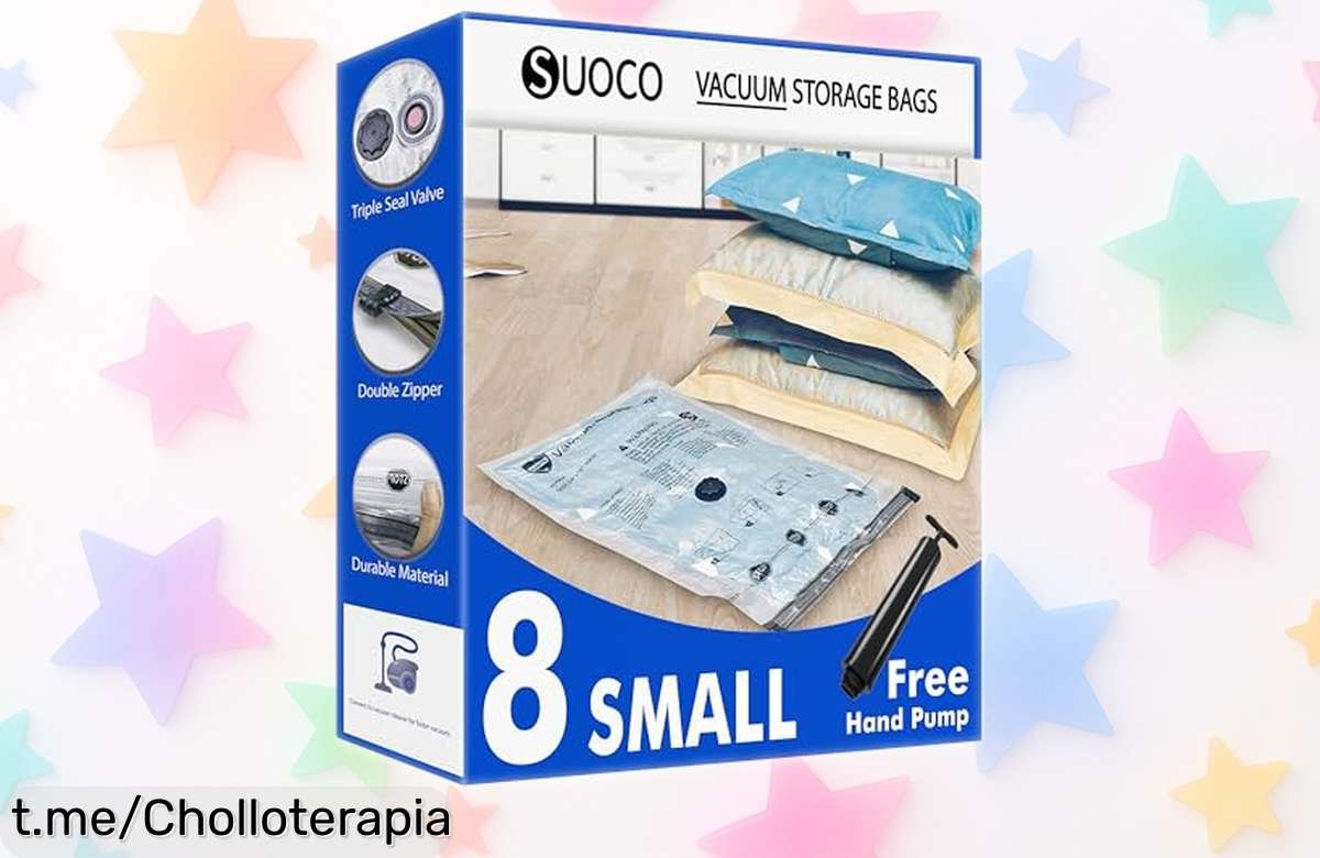Juego de 8 bolsas al vacío Suoco con bomba manual, súper resistentes y reutilizables para ropa y edredones, espacio a tope ahorrado – oferta rebajada que vuela ¡no dejes pasar esta ganga única!