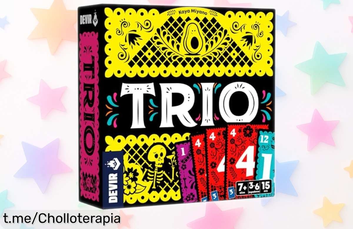 Juego de cartas Devir Trio versión español con arte mexicano vibrante, partidas rápidas para 3-6 jugadores que garantizan risas y diversión; precio rebajado por tiempo limitado, ¡date prisa antes de que se acabe este ofertón!