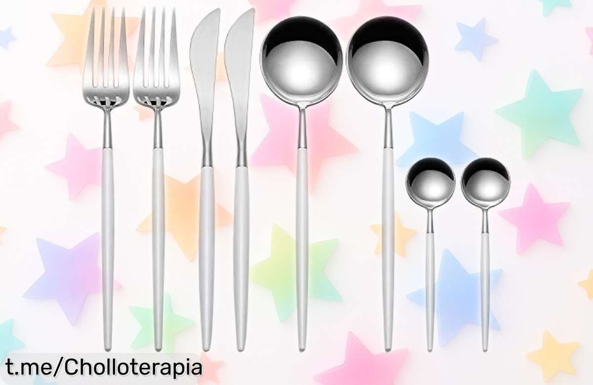 Juego de cubiertos de acero inoxidable Morgiana con un ofertón brutal, ¡8 piezas super resistentes y brillantes que no se oxidan! Aprovecha este descuentazo antes de que vuelen para darle el toque perfecto a tu mesa.