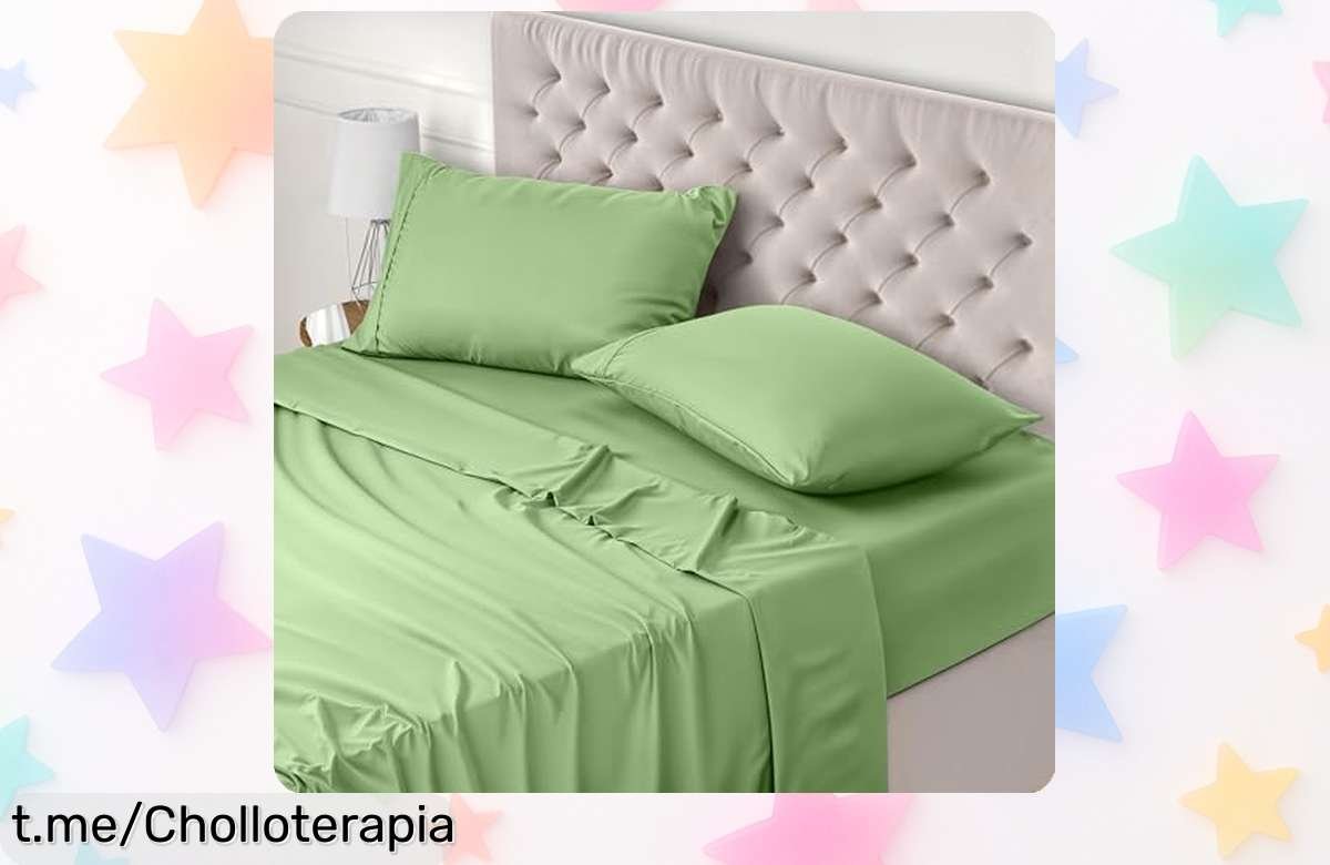 Juego de sábanas 4 piezas Utopia Bedding en verde salvia con ajuste total que abraza tu colchón y no pierde color, ¡un ofertón a precio rebajado por tiempo limitado! No te quedes sin estas sábanas que vuelan, aprovecha ahora este súper chollo antes de que sea demasiado tarde.