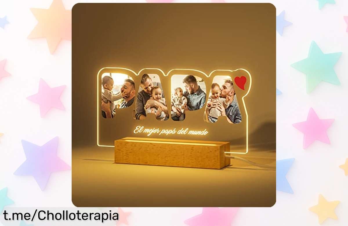 Lámpara personalizada para papá con fotos y luz LED cálida, un regalo único lleno de recuerdos ahora a precio rebajado por tiempo limitado. ¡No te pierdas esta oferta que le hará brillar el corazón!
