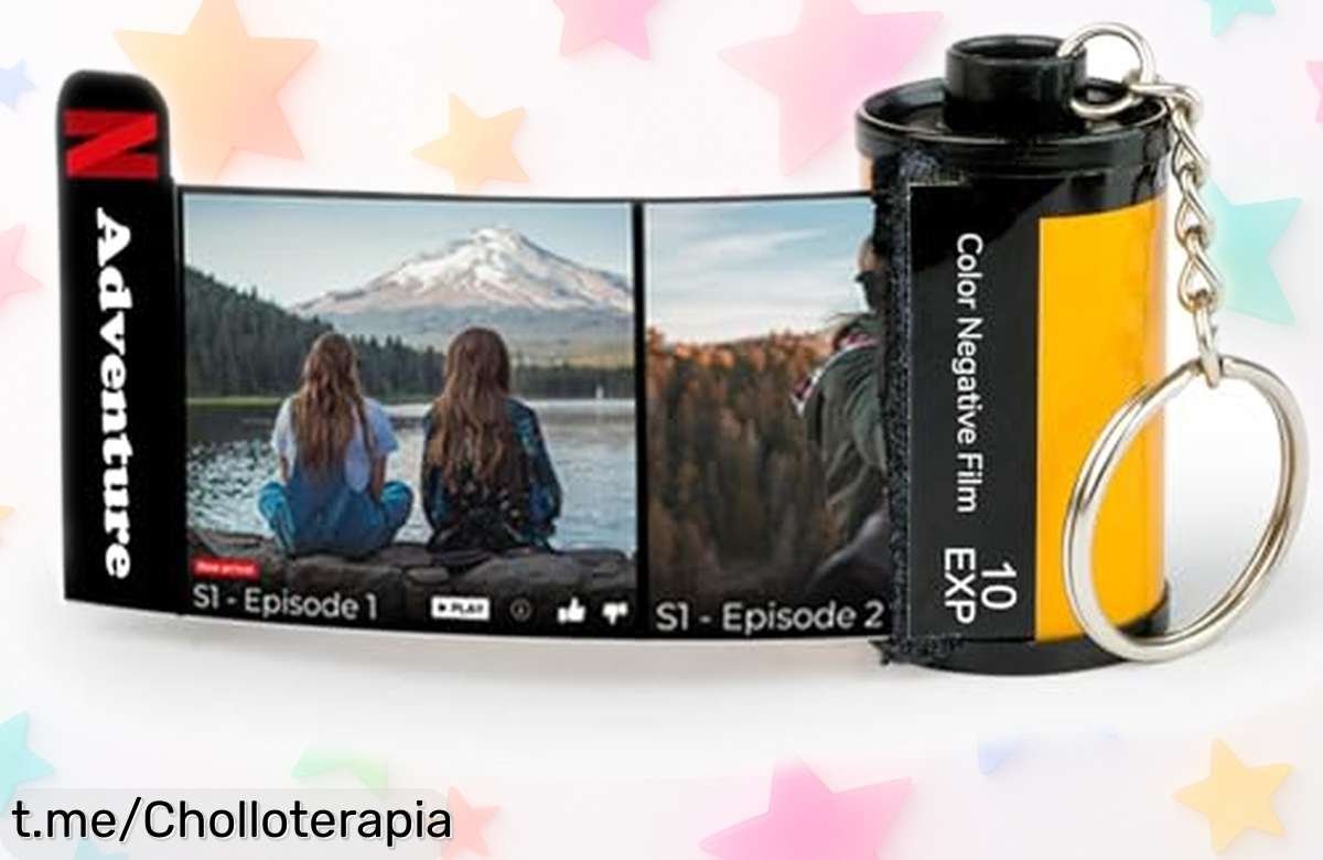 Llavero carrete con 10 fotos personalizadas Wanapix diseño único y espectacular precio rebajado para sorprender en San Valentín o aniversarios ¡Corre que vuelan estas unidades de regalo exclusivo!