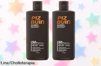 Loción solar Piz Buin Allergy Protector SPF 50+ en pack de 2 a precio rebajado. Protege tu piel sensible con una rápida absorción y resistencia al agua. ¡Aprovecha este ofertón exclusivo que no durará mucho!