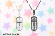Lote de 2 collares para pareja con cápsula budista en acero inoxidable, súper resistentes y antialérgicos, precio rebajado que no podrás dejar pasar; guarda tus mejores momentos ¡no pierdas este ofertón por tiempo limitado!
